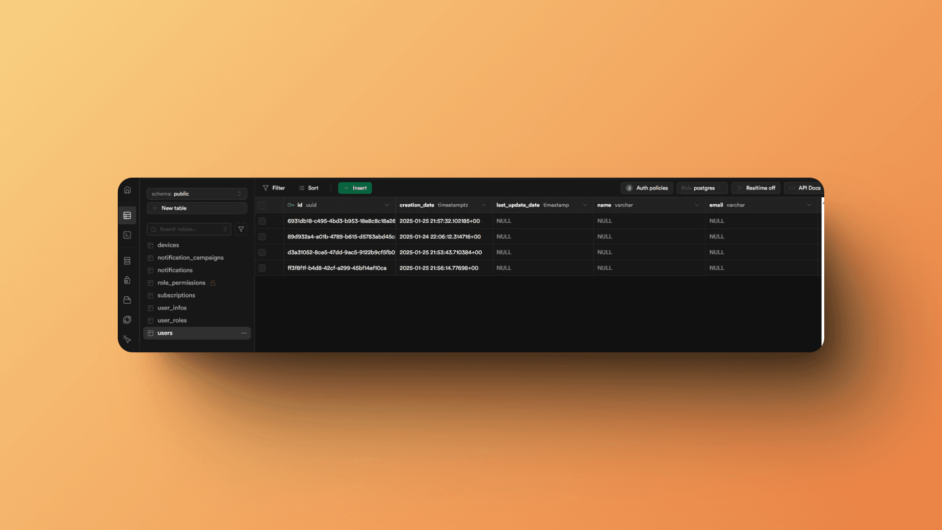 ApparenceKit Supabase Dashboard