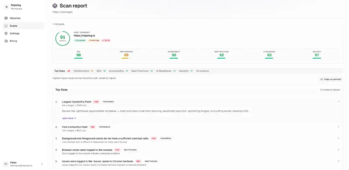 Repolog screenshot 1