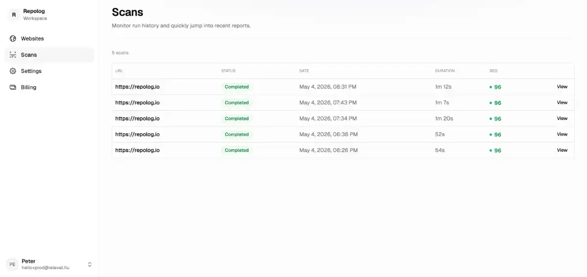 Repolog screenshot 2
